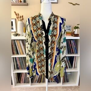 Citron Santa Monica Size Medium Silk Button Down Tunic